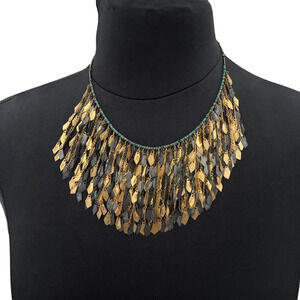 Gold and Silver Metal Statement Collar Necklace